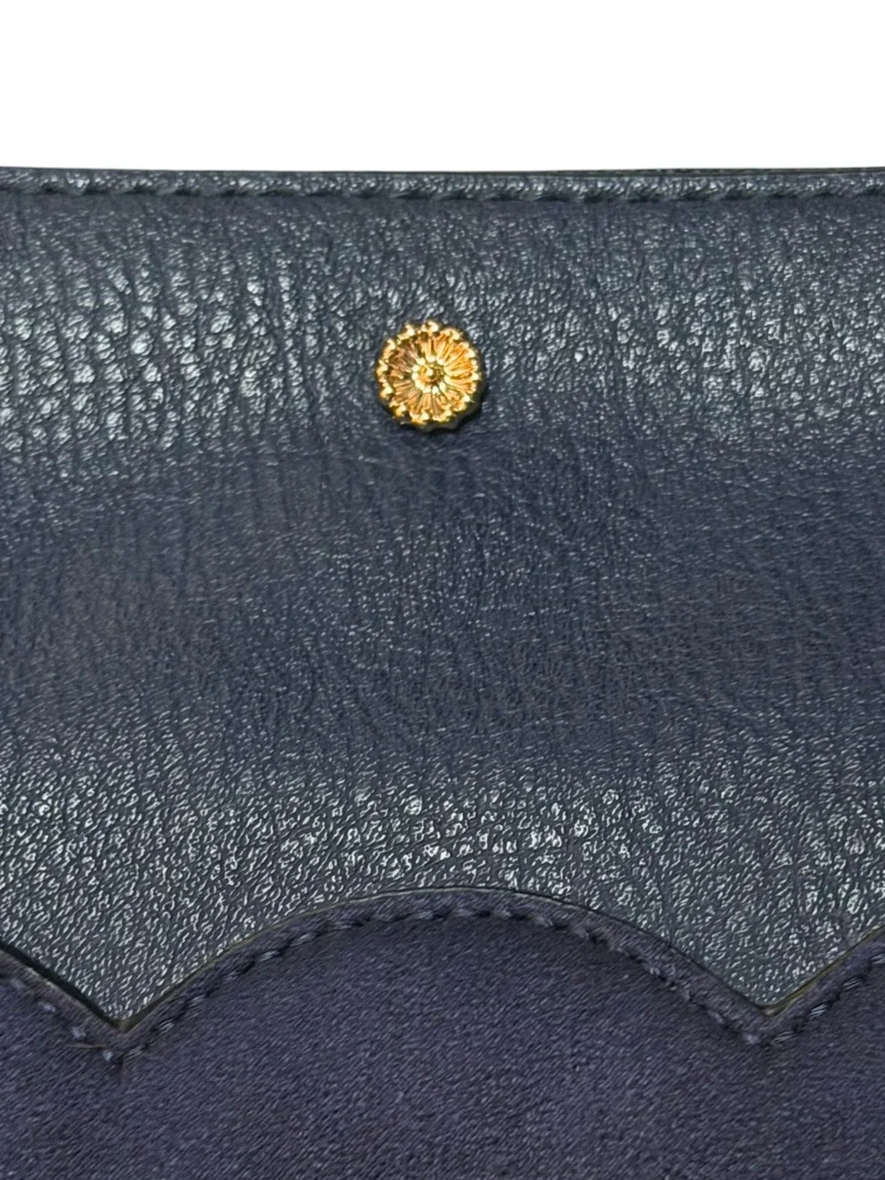 LC Lauren Conrad Collection Navy Blue Leather & Suede Scalloped Wristlet